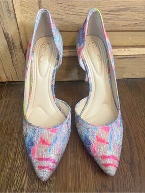 Jessica Simpson Watercolor Floral D’Orsay Pumps | Pointed Toe Heels Size 8 NWOB